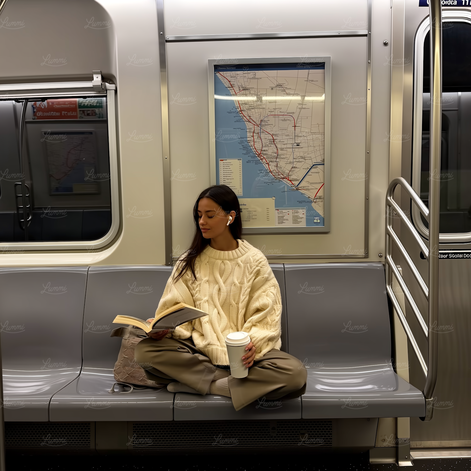 A person wearing headphones, engrossed in an audiobook while commuting, illustrating the immersive experience of Audible.