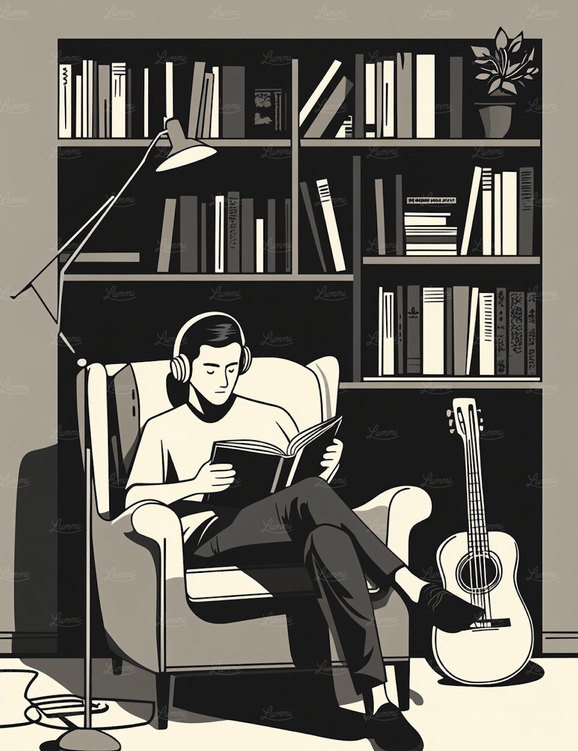A person relaxing comfortably, reading an ebook on a tablet, symbolizing the ease and abundance of an unlimited book subscription service.