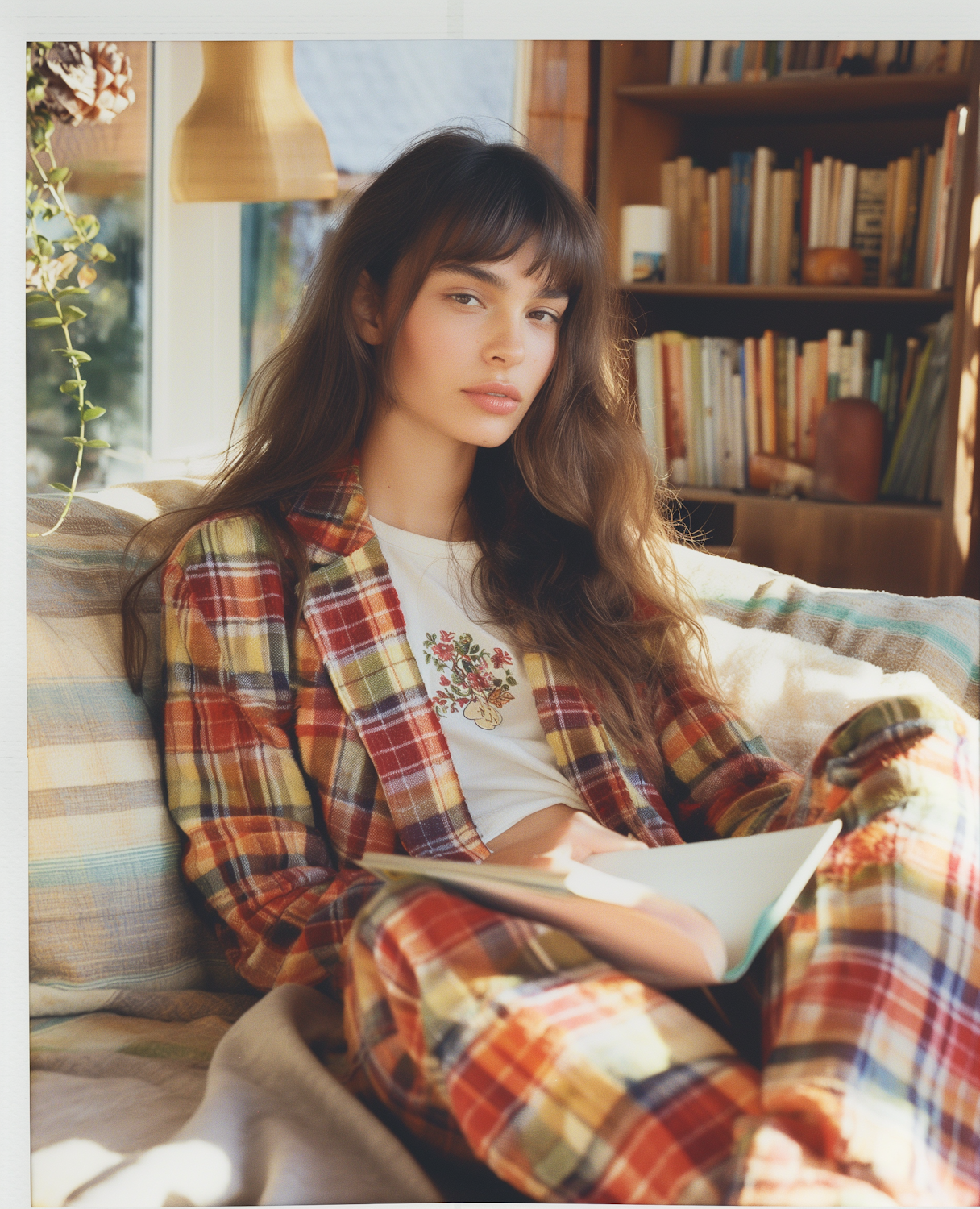 A reader enjoying a romantasy novel, surrounded by a soft, magical ambiance.