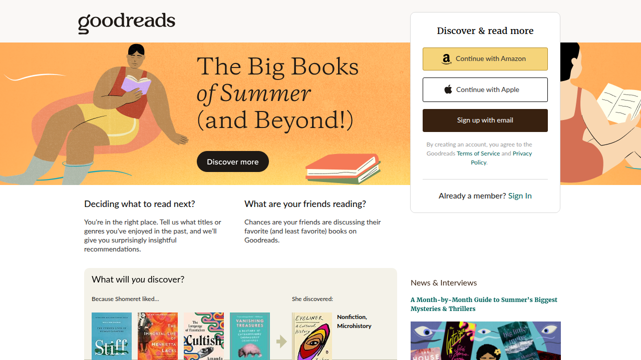 Goodreads, a popular platform for readers to find, review, and discuss books by authors like Freida McFadden.