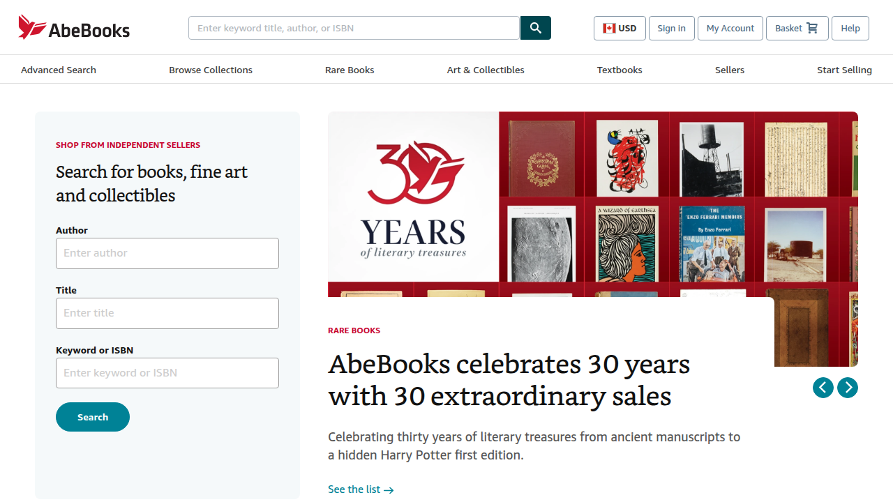 Abe Books is a marketplace for finding used, rare, and out-of-print books, often at competitive prices.