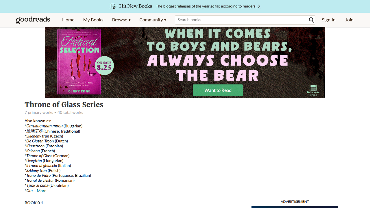 Explore reader reviews and community discussions on the Throne of Glass series.