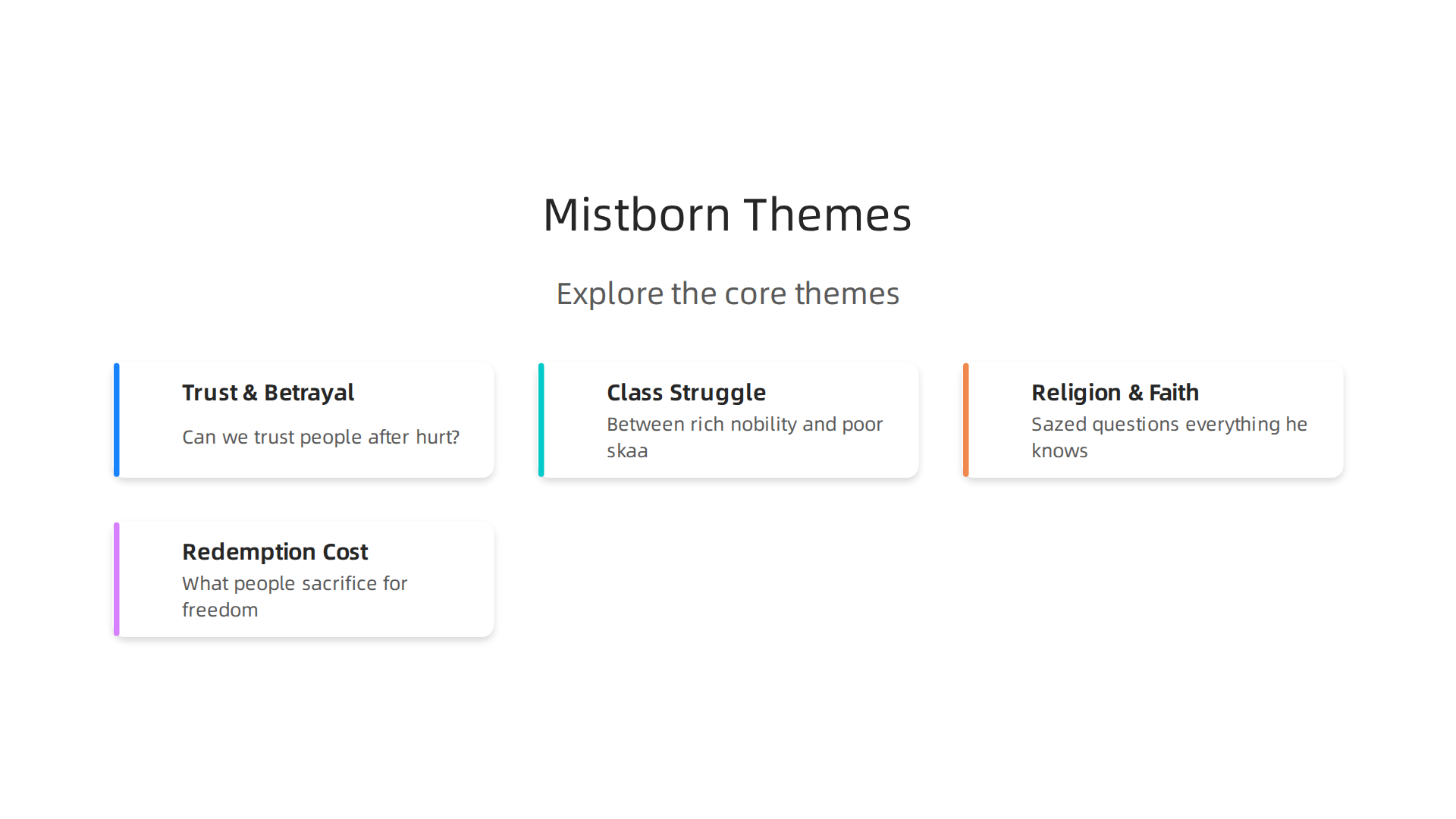 Explore the core themes of the Mistborn series that contribute to its lasting impact on readers.